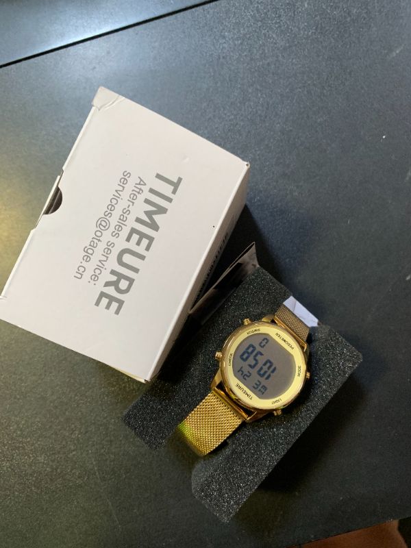 Photo 1 of TIMEURE Women's Step Counter Watch with Stainless Steel Bracelet, Stylish Design, No App, No Charging Needed for Step, Calorie, Distance, Alarm, Countdown Timer?TU-2401(Gold)