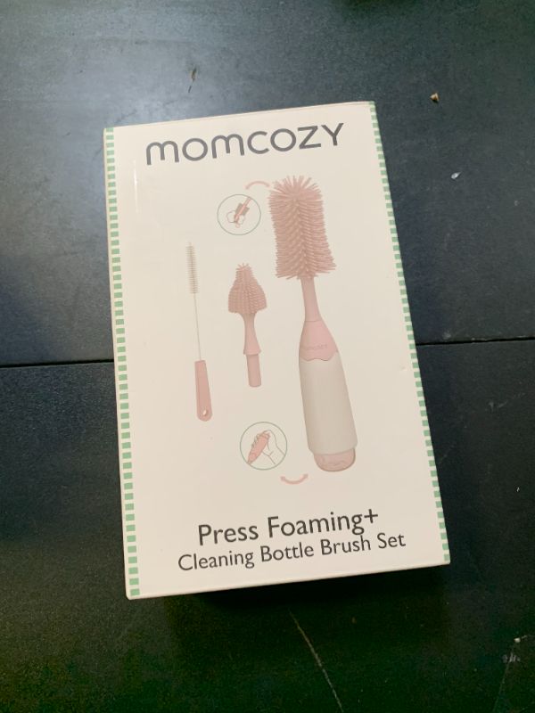 Photo 1 of Momcozy Bottle Brush Kit, Innovative Push-Press Design for Better Cleaning - Baby Bottle Cleaner Brush for Baby Bottle, Breast Pumps, Nipples, and More - Can Generate Foam for Better Cleaning, Pink