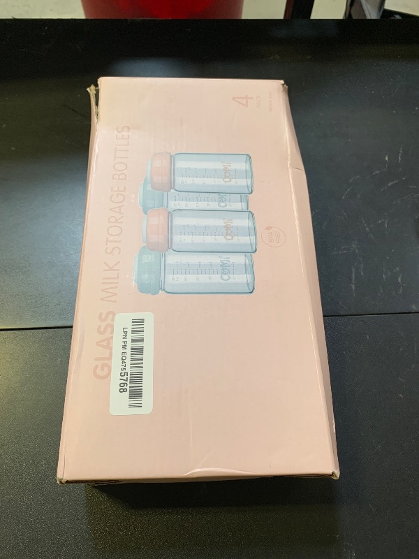 Photo 1 of COMI Wide Neck Glass Breastmilk Collection n Storage Bottle, 2 Packs, 6oz with Screw Ring Sealing Disk; Re-markable Sealing Disc. BPA Free, Fits Breast Pumps & Nipples (2 Pink Lids)