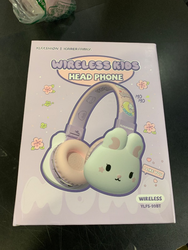 Photo 1 of YLFASHION Kids Bluetooth Headphones, Wireless & Wired Over-Ear with Rabbit Design, Built-in Mic, Volume Limited, Comfortable & Foldable, for Children & Adults/School/iPad/Tablet/Airplane (Purple)
