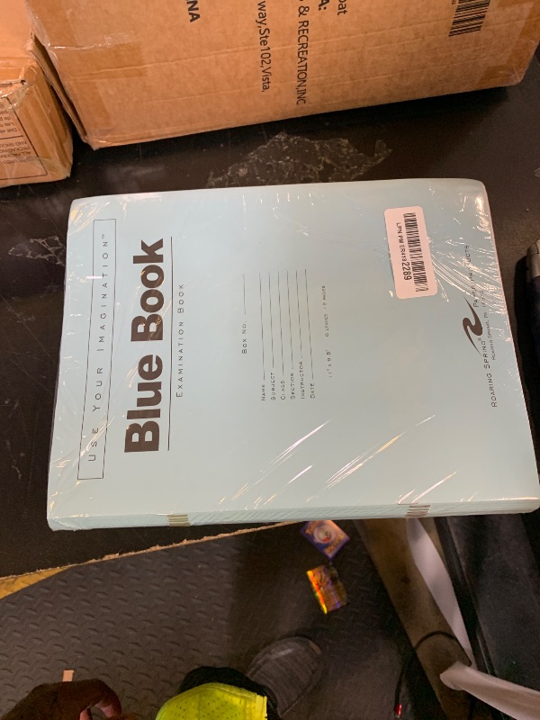Photo 1 of Roaring Spring Test Blue Exam Book, 50 Pack, Wide Ruled with Margin, 11" x 8.5" 6 Sheets/12 Pages, Blue Cover