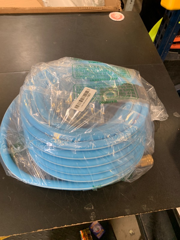 Photo 1 of EVOULTES Heavy Duty Air Hose - 3/8 In x 52.5 Ft with Bend Restrictor, Hybrid Compressor Hose with 360 Swivel Coupler & Brass 1/4" NPT Fittings, Flexible Hose Kit w/Velcro Strap