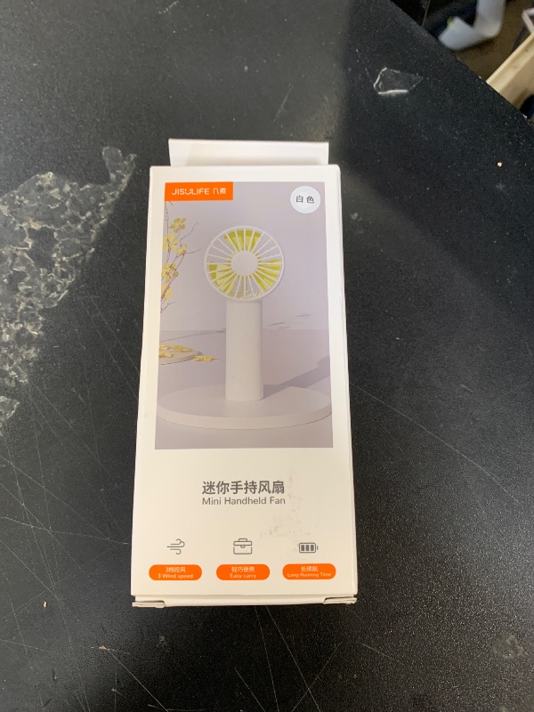 Photo 1 of JISULIFE Mini Fan Battery Operated Handheld with 2000 mAh or USB Powered Personal Fan,3 Speeds,Enhanced Airflow, Rechargeable Quiet Pocket for Home,Outdoor-White