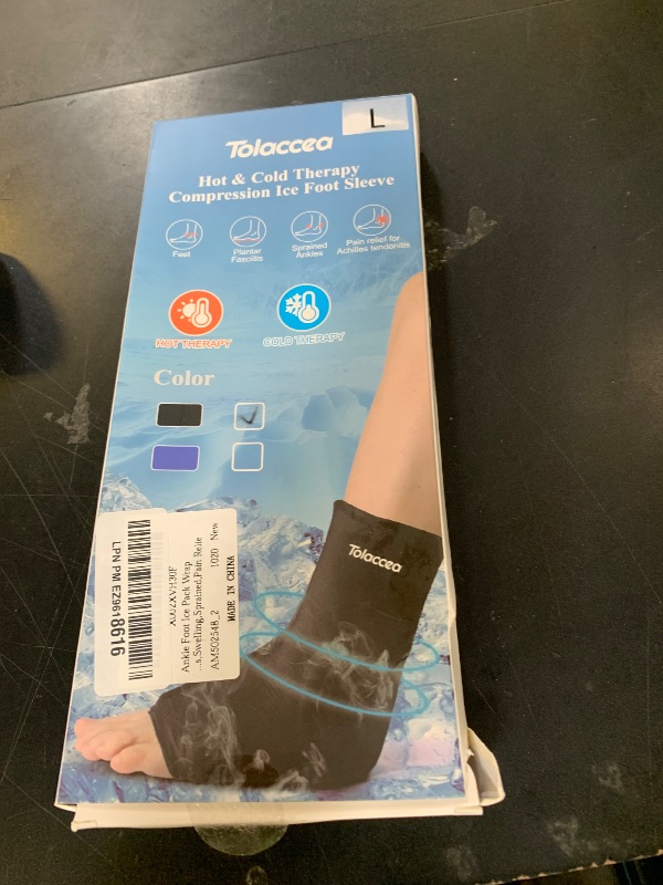Photo 1 of Ankle Foot Ice Pack Wrap for Injuries, Reusable Gel Ice Pack for Hot & Cold Therapy, Cold Therapy Compression Sleeve for Achilles Tendonitis,Plantar Fasciitis,Swelling,Sprained,Pain Relie