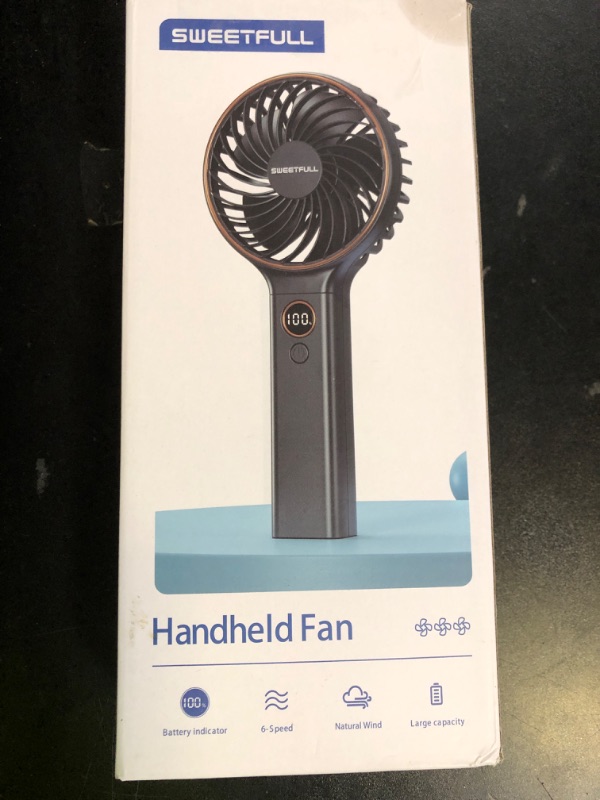 Photo 1 of SWEETFULL Handheld Portable Fan, 5000mAh Rechargeable Battery, 6 Speed Wind, LED Digital Display, Foldable Electric Personal Mini Travel Fan with Backup Power, Summer Essentials Gifts for Women Girl
