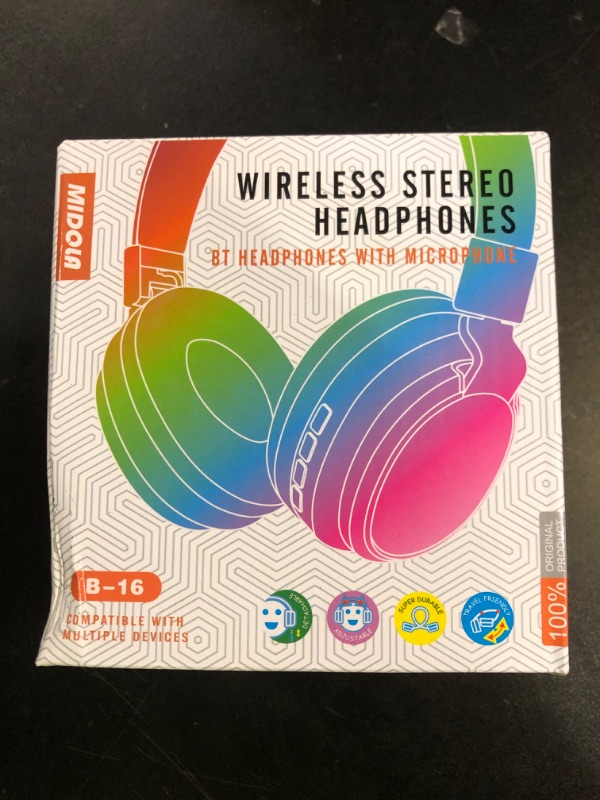 Photo 1 of MIDOLA Kids Headphones Bluetooth 5.3 Wireless 60H Play Time Volume Limited 85/110dB Over Ear Foldable Protection Headset/Wired Aux Built-in Mic for Boy Girl Travel School Pad Tablet Cyan