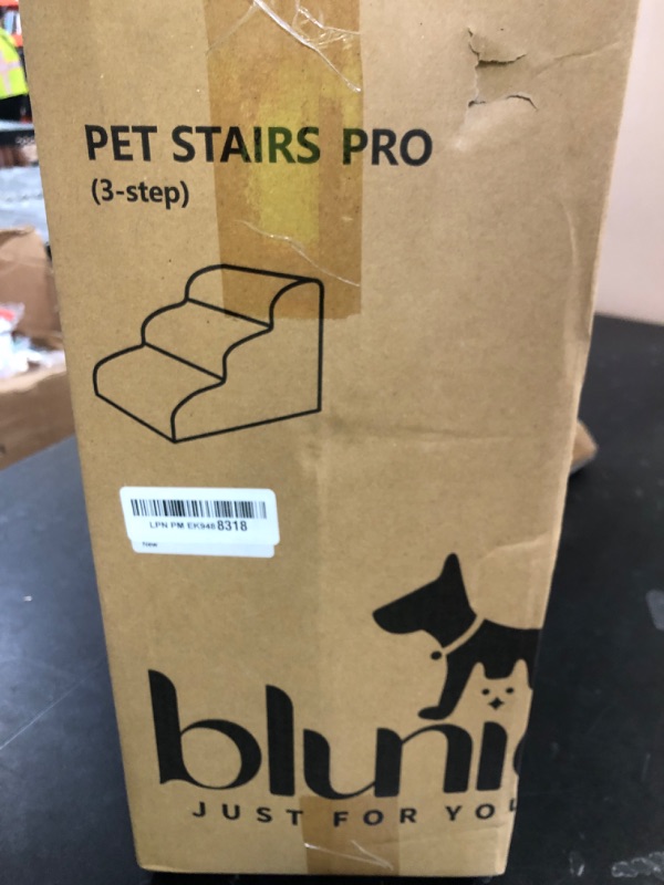Photo 1 of blunique Dog Stairs for Small Dogs, 15.8 in H 3 Step Curved Dog Ramp for High Bed and Couch, Foam Dog Ramp with Durable Non-Slip Waterproof Fabric Cover, Pet Stairs for Pets Joints, Brown
