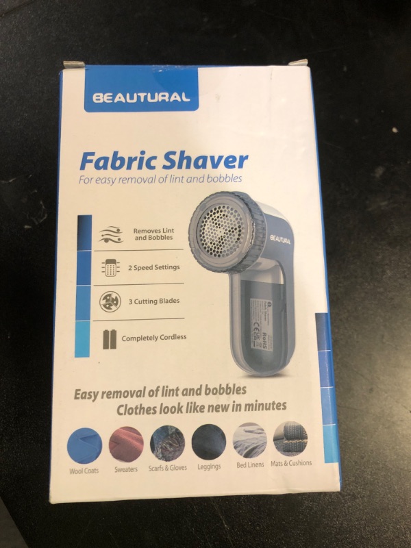 Photo 1 of BEAUTURAL Fabric Shaver and Lint Remover, Sweater Defuzzer with 2-Speeds, 2 Replaceable Stainless Steel Blades, Battery Operated, Remove Clothes Fuzz, Lint Balls, Pills, Bobbles Gray