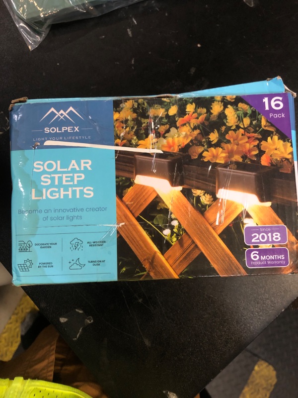 Photo 1 of SOLPEX Solar Deck Lights Outdoor 16 Pack, Solar Step Lights Waterproof Led Solar lights for Outdoor Stairs, Step , Fence, Yard, Patio, and Pathway(Warm White)