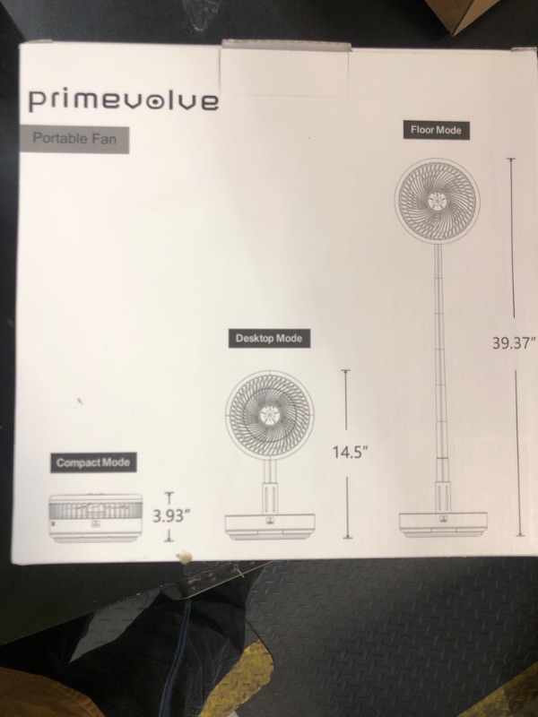 Photo 1 of Primevolve Portable Oscillating Standing Fan,Rechargeable Battery Operated USB Floor Table Desk Fan with Remote, Bedroom Camping Travel Fans White 7.7"