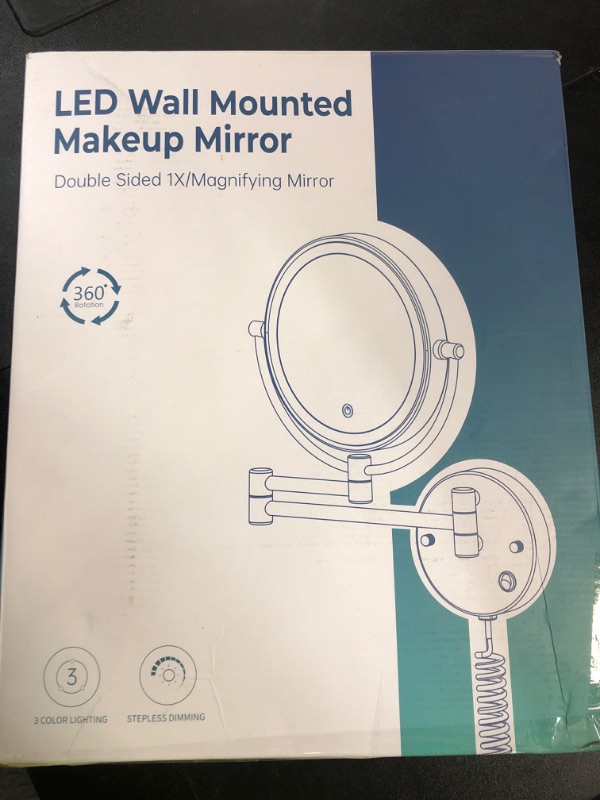 Photo 1 of FASCINATE Upgraded Wall Mounted Makeup Mirror with Lights, Super Large Double Sided 1X/10X Magnifying Mirror for Bathroom, 360° Swivel Extendable Plug Touch Sensor Vanity Mirror