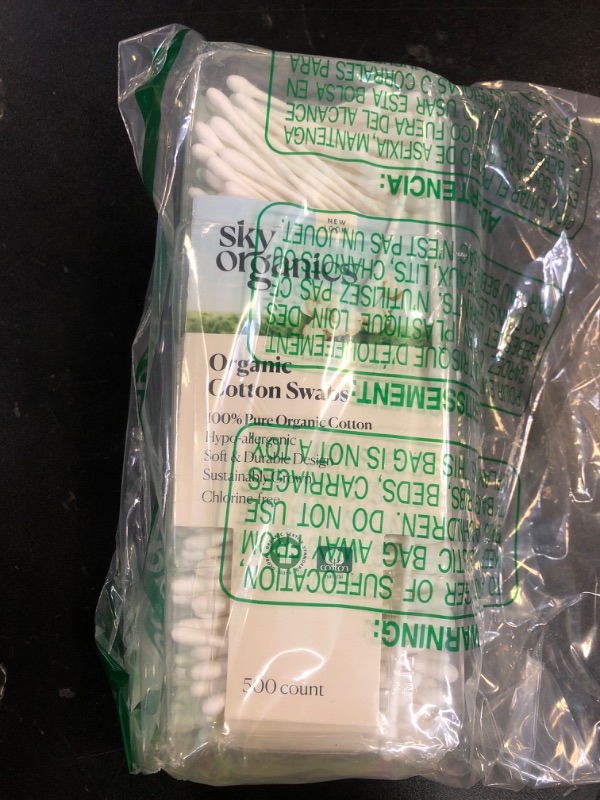 Photo 1 of Sky Organics - Organic Cotton Swabs, 500 ct. - Ultra Soft Tips - Strong & Durable - Hypoallergenic - Chlorine Free - Sustainable - with Ebook - Natural, Vegan & Cruelty Free - Skin Care & Self Care