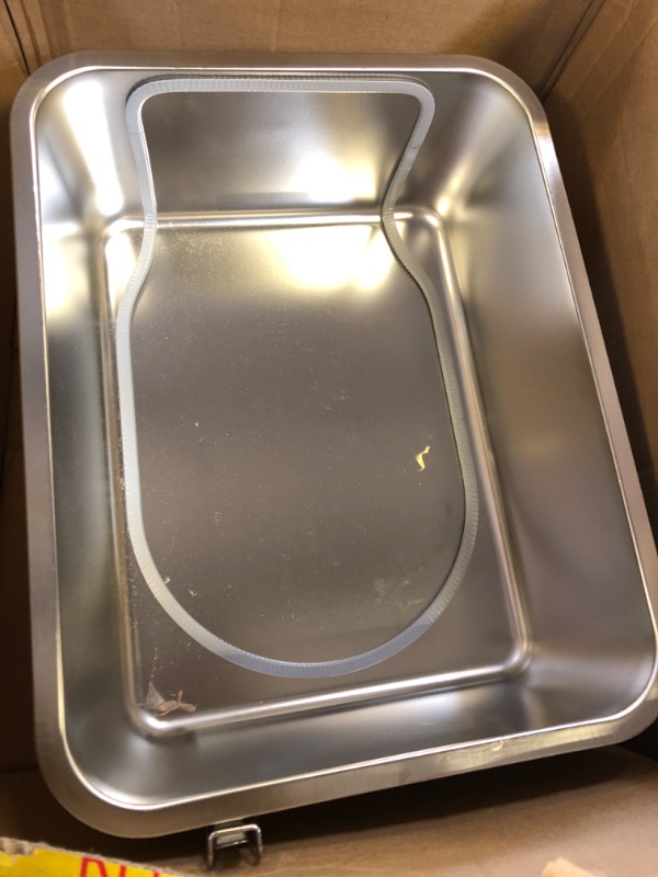 Photo 1 of Aothey Stainless Steel Litter Box with Metal Lid and Scoop - Enclosed Metal Litter Box for Large Cats, Rust-Resistant, Odor-Control, Easy to Clean, Durable & Long-Lasting with Round Edge (L)