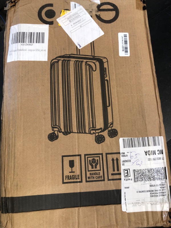 Photo 1 of Coolife Luggage Expandable(only 28") Suitcase PC+ABS Spinner 20in 24in 28in Carry on (orange new, S(20in)_carry on)