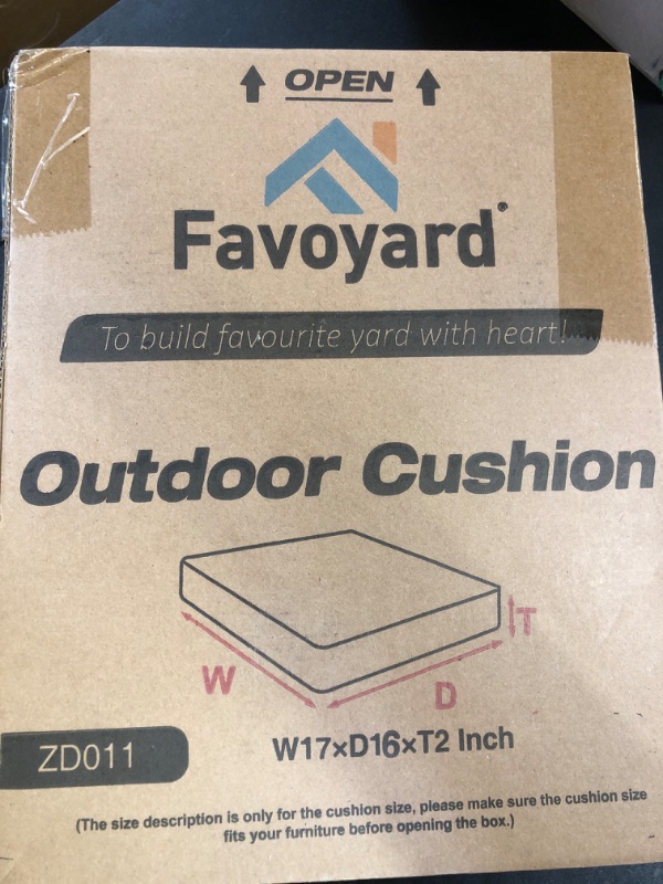 Photo 1 of Favoyard Outdoor Chair Cushions 17"W x 16"D x 2"T Set of 4 Patio Chairs Cushions 3-Year Fade Resistant & Waterproof Cushions for Outdoor Furniture with Hidden Zipper, Attach Straps for Dining Chairs