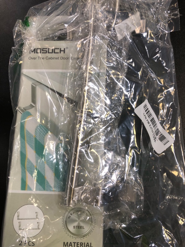 Photo 1 of Mosuch Stainless Steel Over Door Towel Rack Bar Holders for Universal Fit on Over Cabinet Cupboard Doors 2 Pack (Sliver)