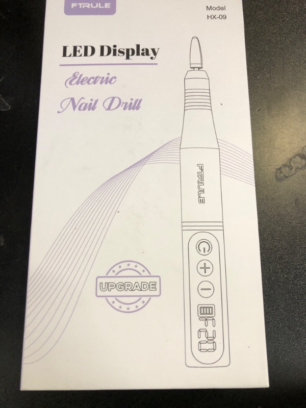 Photo 1 of Electric Cordless Nail Drill File: LED Display Professional Portable Nail Drill for Acrylic Gel Dip Powder Nails Manicure Pedicure Kit Tool with Nail Drill Bits Sanding Bands, Purple