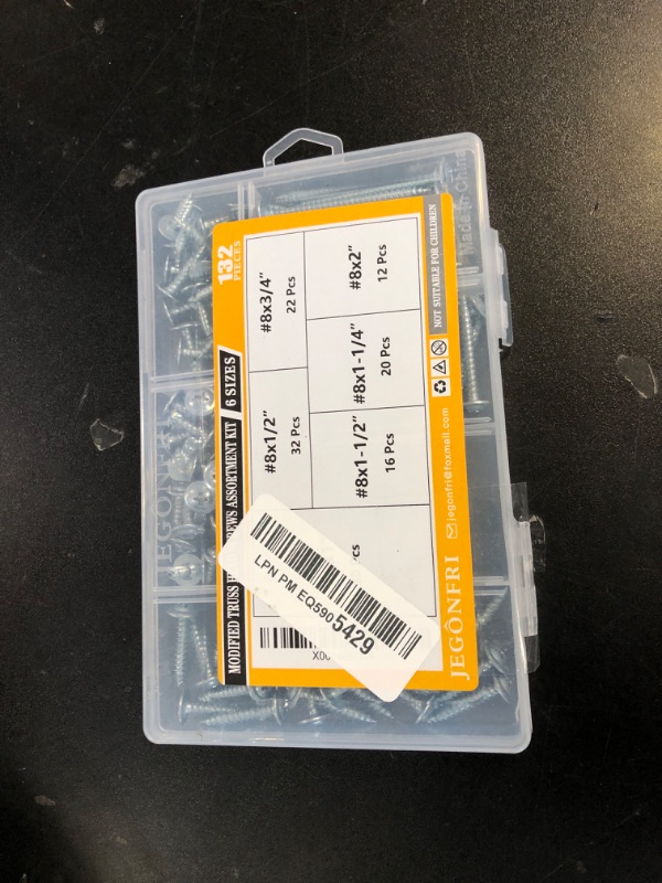 Photo 1 of JEGONFRI #8 Modified Truss Head Wood Screws Assortment Kit, 132 pcs, Phillips Drive, Wood Screws, Screws Assortment, Screws, Screws Set, 6 Sizes (1/2”, 3/4”, 1”, 1-1/4”, 1-1/2”, 2”)