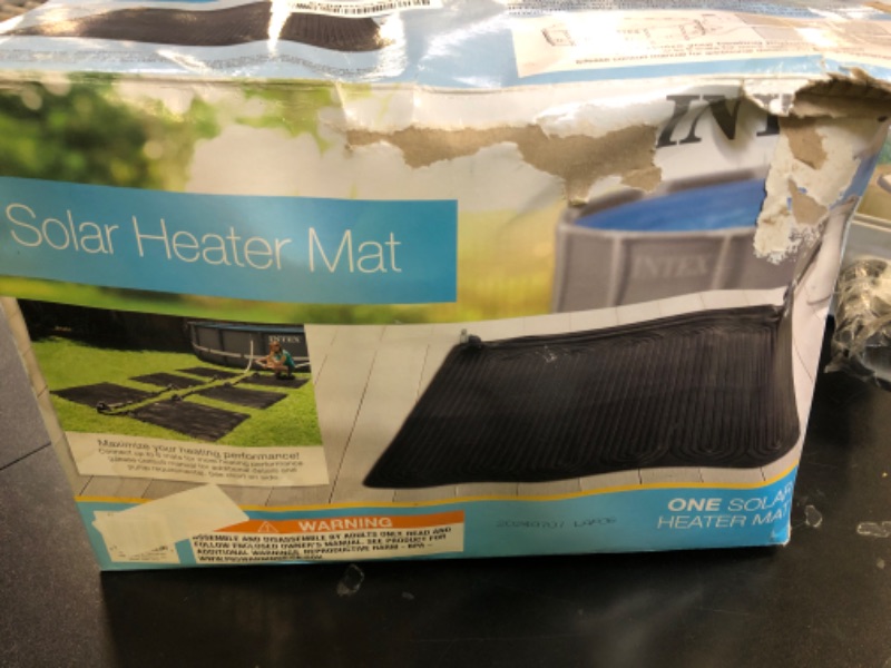 Photo 1 of Intex 28685E 47 Inch x 47 Inch Solar Pool Water Heater Mat for 8,000 Gallon Above Ground Swimming Pool with Hose Attachment and Adaptors, BlackLPNPMEK0296933
