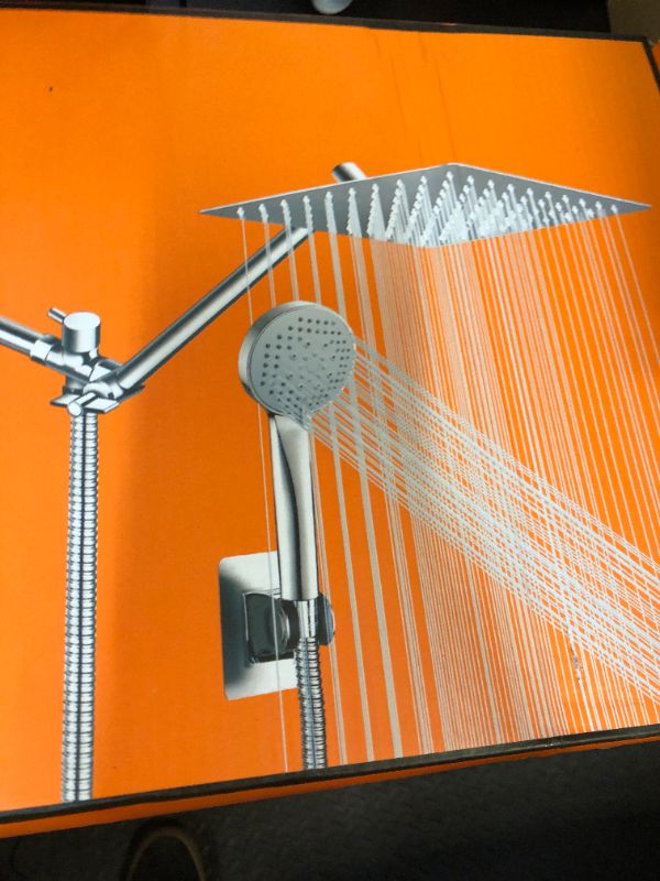 Photo 1 of 10 inch Rainfall Shower Head Combo Stainless Steel, THE FIRST WATERFALL mode, 10 Inch Rain Shower Head with Handheld 6 Spray Modes High Pressure, Overhead Shower Adjustable Extension Arm,Chrome