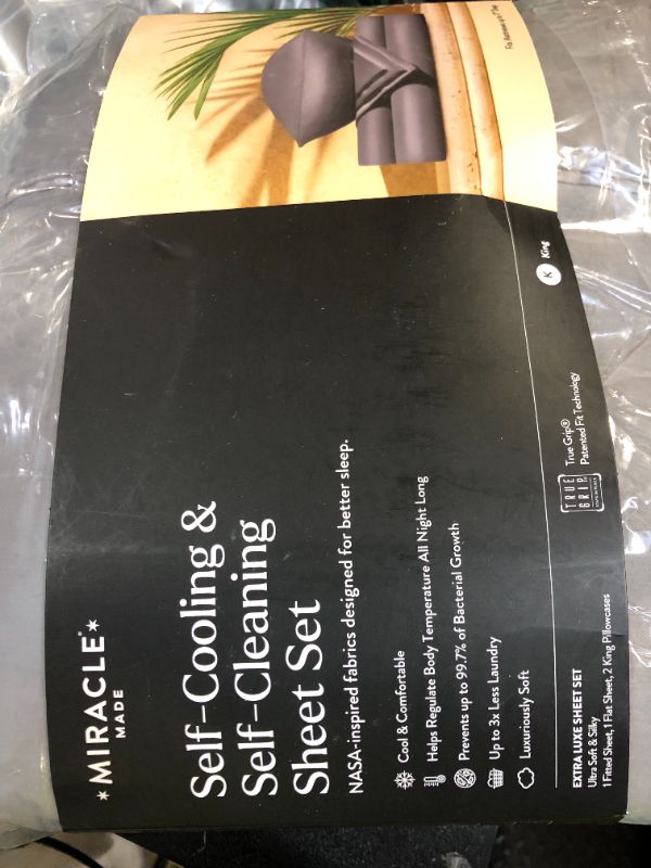 Photo 1 of Miracle Made® Newly Improved Extra Luxe Cool IT™ True Grip ® Fitted Bed Sheets – 4 Piece Silver Infused, 300-Thread-Count Fabric (Stone, King)