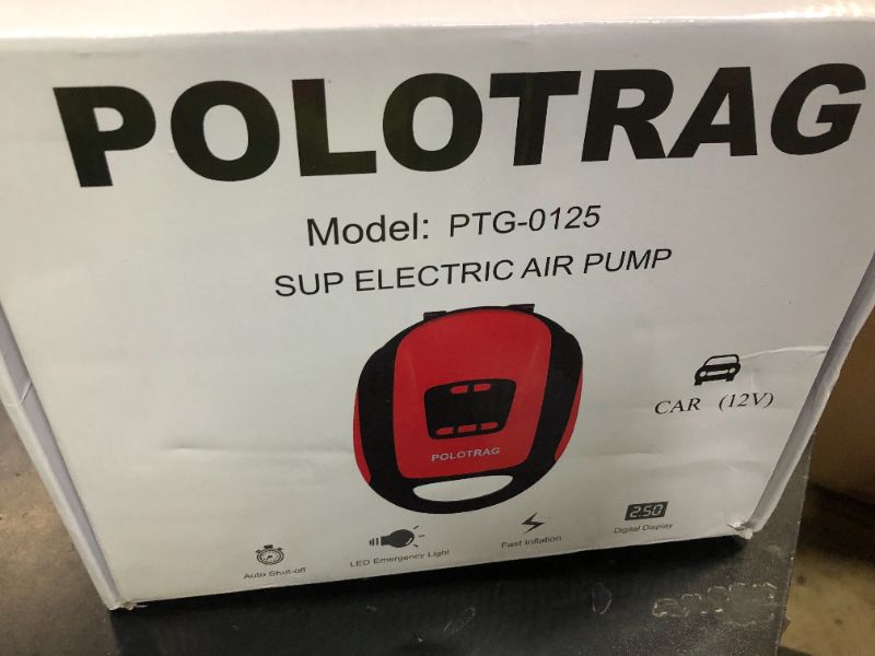 Photo 1 of Polotrag Paddle Board Pump, SUP Electric Pump, Professional 20 PSI Portable Air Compressor with Auto-Off, Deflation Function and 12V Car DC Air Pump for Inflatables, Kayaks and Boats (red-1)