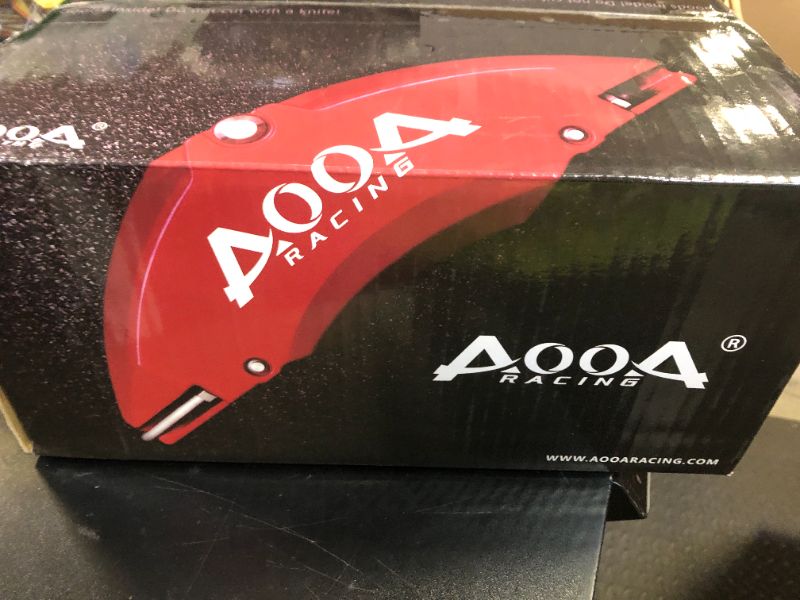 Photo 1 of AOOA Aluminum Red Caliper Covers White Character Fits 2011-2023 Dodge Charger/Challenger/Chrysler 300 (Front Double Piston)