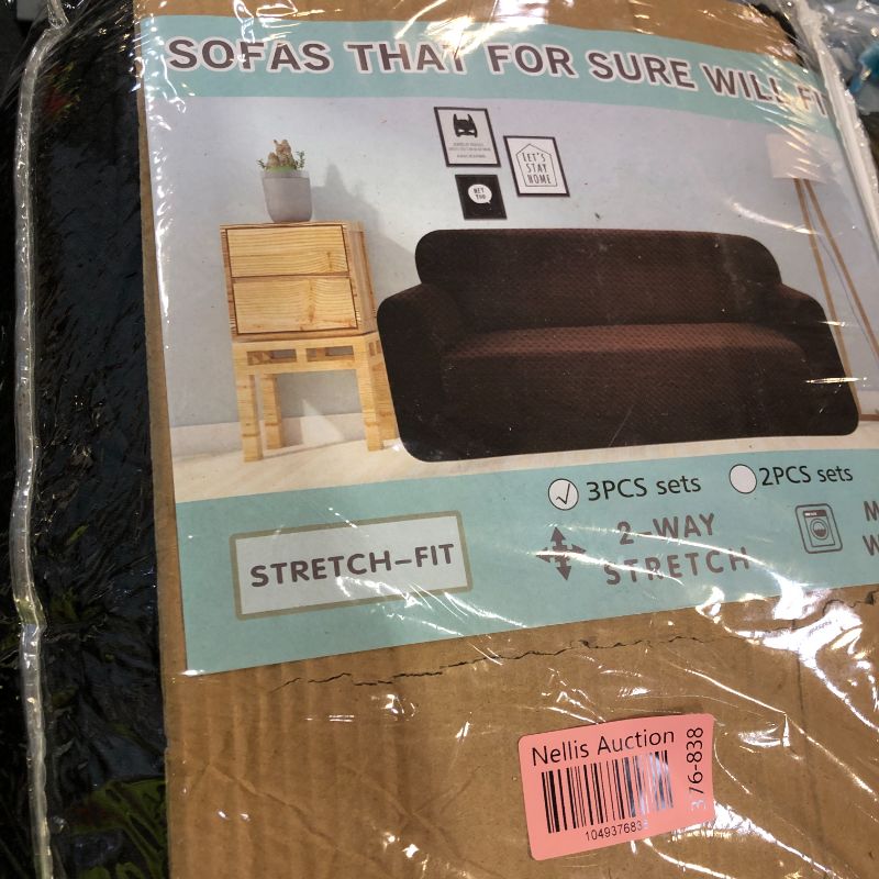 Photo 1 of Fancy Linen 3pc Slipcover Set Furniture Cover -Spandex- Set Includes Sofa and Love-Seat and Chair Solid Black New
