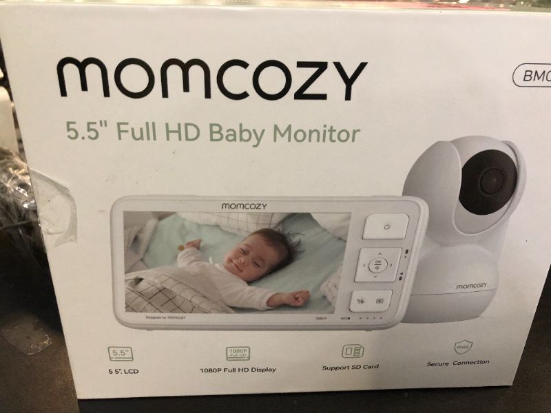 Photo 1 of Momcozy Video Baby Monitor, 5.5” 1080P Full HD Baby Monitor with Camera No WiFi, Infrared Night Vision, 5800mAh 120-hrs Battery, ECO, VOX, 2-Way Audio, 1640ft Range, Record and Rewind Locally, BM03