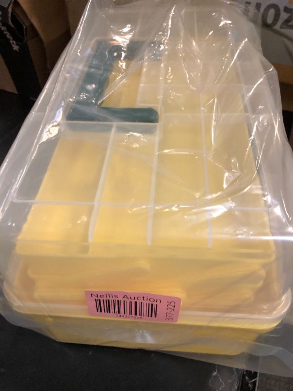 Photo 1 of Creahaus 13 inch Art Craft Organizer Storage Box with 3 Layer, Multipurpose Plastic Tool Box with Handle for Sewing, Art Supply, Medicine, Nail, Hair Accessories (Yellow)