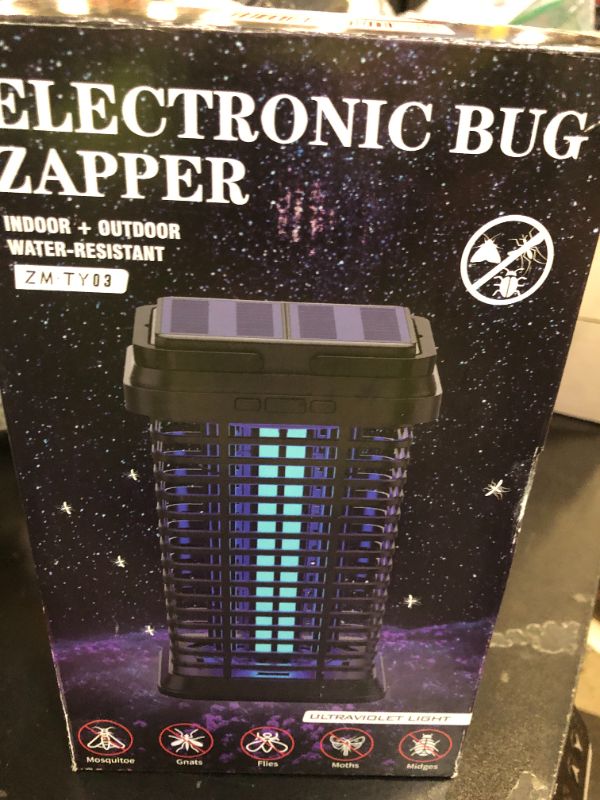 Photo 1 of Solar Bug Zapper Outdoor Indoor, Mosquito Zapper with Dual-Mode Reading Lamp, Cordless & Rechargeable Electric Fly Trap, IPX4 Waterproof for Patio, Backyard, Garden, Camping