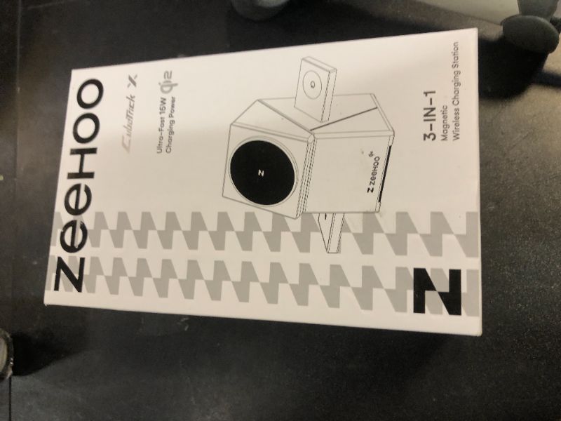 Photo 1 of ZEEHOO 3 in 1 Charging Station for Apple, iPhone Mag-Safe Charger, Qi2 Certified, Rotating Wireless Charger Stand for iPhone 16,15,14,13,12 Series, Apple Watch, AirPods (USB-C Charger Included)