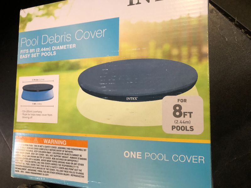 Photo 1 of Intex Easy Set Pool Cover - 8 FT for Easy Set Inflatable Pools - 28020E Pool Cover - Includes Rope Tie, Drain Holes, Snug Fit to Protect Water from Bugs, Scum, and Evaporation