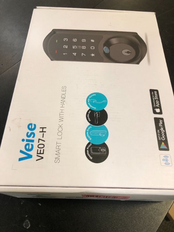 Photo 1 of Veise VE07-H Fingerprint Smart Locks for Front Door with Handle Set, App Control, Keyless Entry Keypad Deadbolt, Digital Electronic Touchscreen, Easy Install, Auto Lock, Matte Black