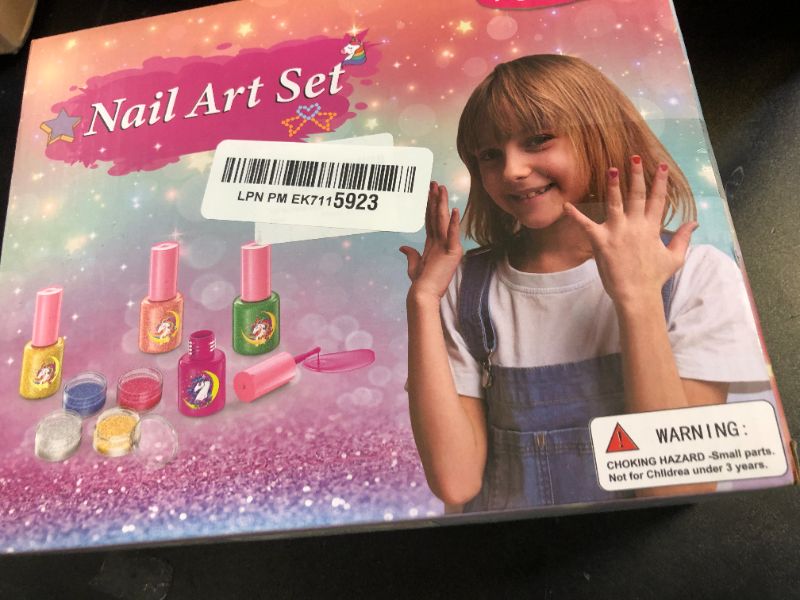 Photo 1 of Kids Nail Polish Set for Girls, Nail Art Kit with Non-Toxic Nail Polish & DIY Nail Stickers, Kids Nail kit with Nail Dryer and Peelable Nail Polish, Gift Toys for Girls Age 3-12