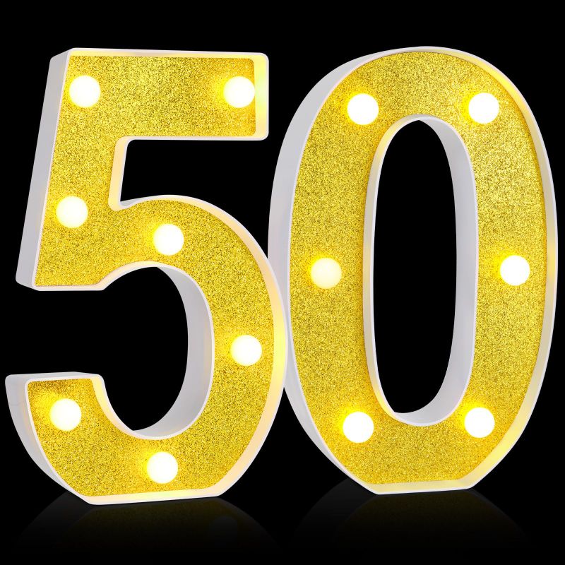 Photo 1 of Treela 8.7'' Birthday Decorative LED Light up Numbers, Glitter Marquee Number Sign for Night Birthday Party Decorations Anniversary Bar LED Sign Backdrop Wall Table Centerpieces