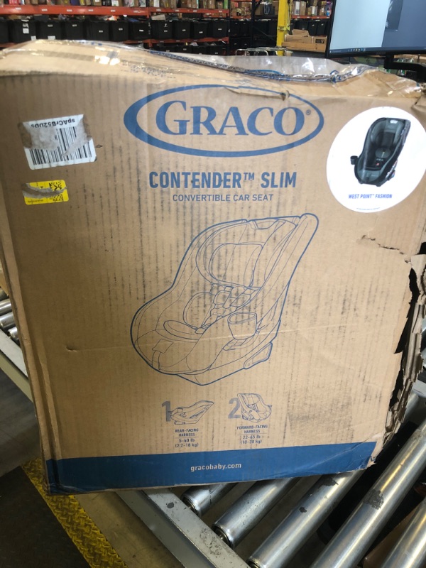 Photo 1 of Graco Contender Slim Convertible Car Seat, West Point, Space-Saving Design, Lightweight and Compact