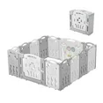 Photo 1 of DRIPEX Baby Playpen, Upgraded 14 Panels Foldable Baby Fence with Game Panel and Safety Gate, Adjustable Shape, Portable Baby Play Yards for Children Toddlers (White+Grey, 14 Segments)
