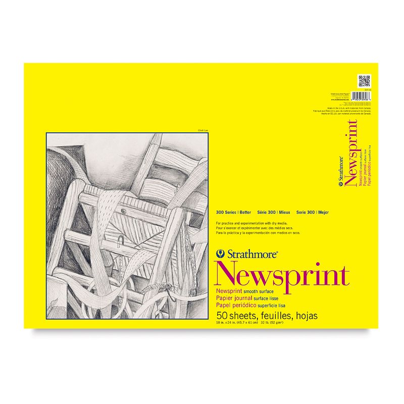Photo 1 of Strathmore® 300 Series Newsprint Paper Pad, 18" x 24"
