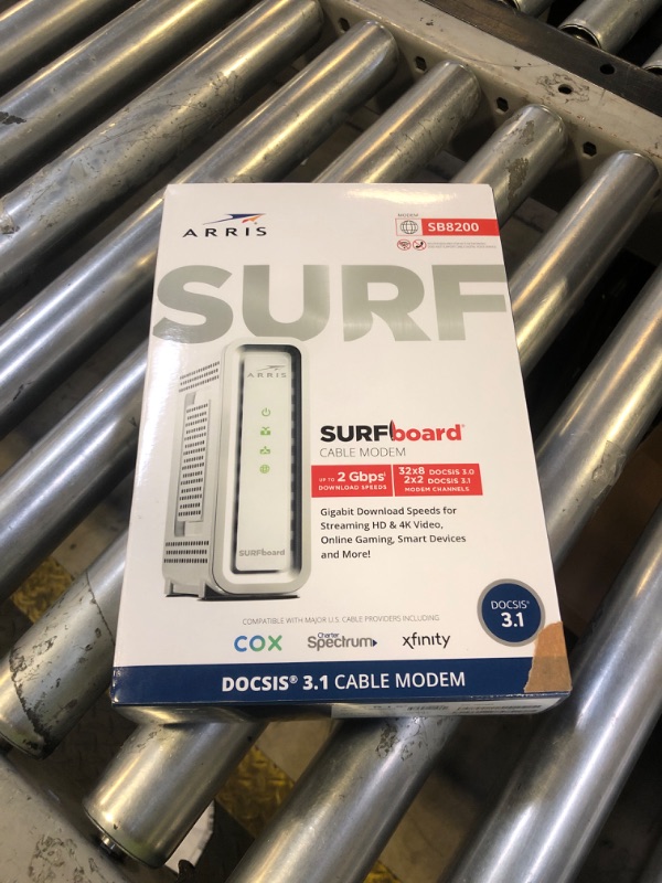 Photo 1 of ARRIS (SB8200) - Cable Modem - Fast DOCSIS 3.1 32x8 Gigabit Cable Modem , Approved for Comcast Xfinity, Cox, Charter Spectrum, & more | 1 Gbps Max Internet Speed, 4 OFDM Channels - (No Built-in Wifi)