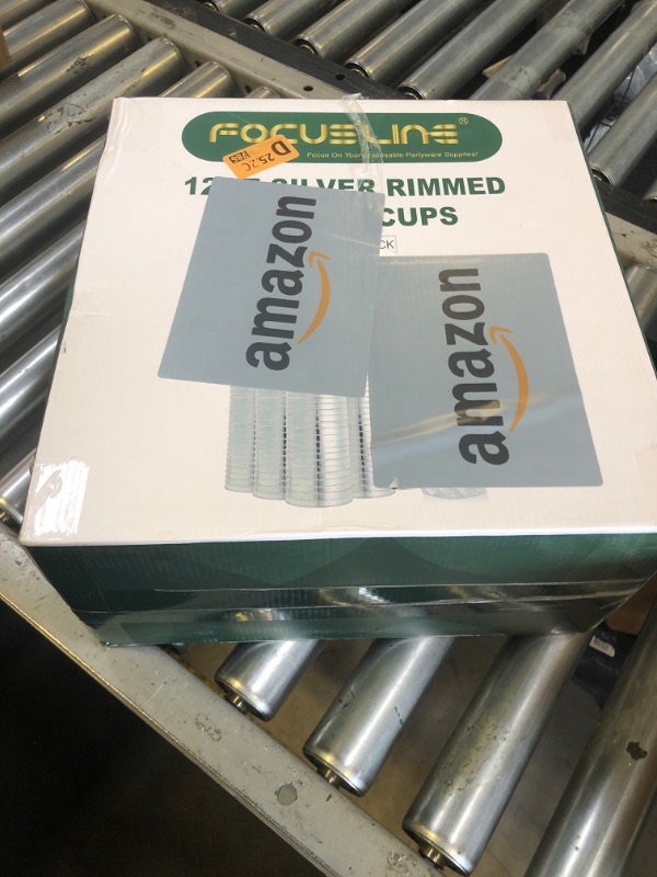 Photo 1 of FOCUSLINE 200 Pack 12 oz Silver Rimmed Plastic Cups, Clear Plastic Cup 12 Ounce Tumblers, Heavy-duty & Fancy Disposable Cups with Silver Rim for Wedding Cups Elegant Party