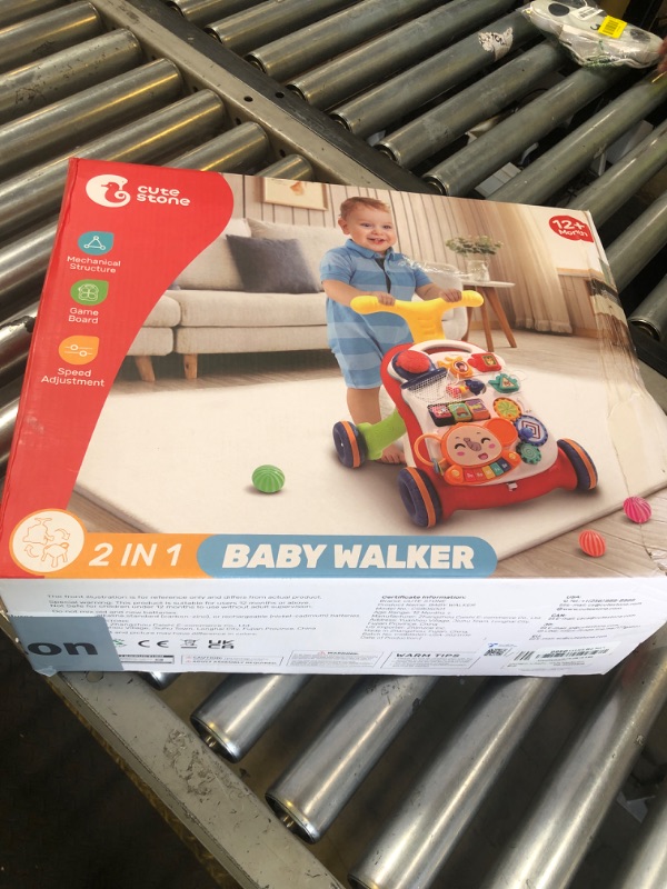 Photo 1 of CUTE STONE Sit to Stand Learning Walker, 2 in 1 Baby Walker, Early Educational Child Activity Center, Multifunctional Removable Play Panel, Baby Music Learning Toy Gift for Infant Boys Girls