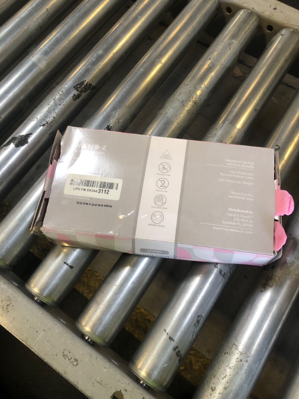 Photo 1 of Hand-E Touch Pink Nitrile Disposable Gloves, Latex Free, Medium (100 ct) - Rubber Surgical Cleaning Gloves for Women & Men - Food Safe, Tattoo & Salon Use