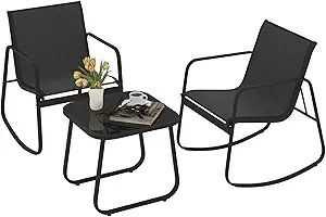 Photo 1 of DWVO Black 3-Piece Patio Bistro Set