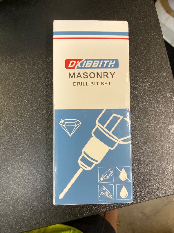 Photo 1 of 10-Piece Masonry Drill Bit Set for Concrete Tile Glass Ceramic Brick,1/8 to 1/2 Inch Drilling Bits with Triangle Handle,Tungsten Steel Alloy Tip.?Black?