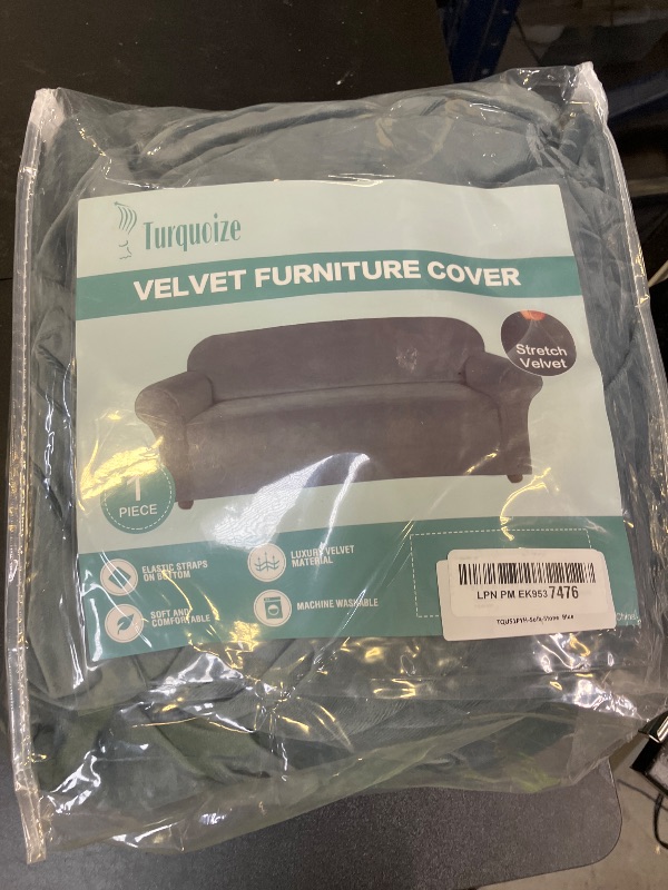 Photo 1 of Turquoize Velvet Couch Covers Sofa Covers For 3 Cushion Couch Stretch Sofa Slipcovers with Non Slip Elastic Bottom Furniture Protector for Pets Crafted from Soft Thick Velvet Fabric (Sofa, Stone Blue)