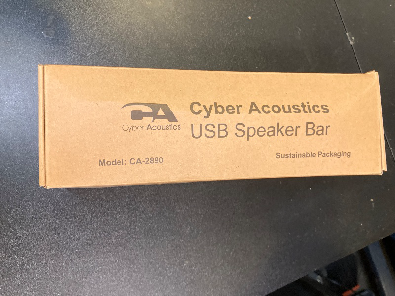 Photo 1 of Cyber Acoustics USB Speaker Bar (CA-2890) – Stereo USB Powered Speaker, Easily Clamps to Monitor, Convenient Controls