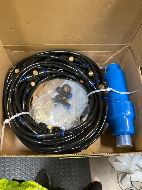 Photo 1 of HOMENOTE Misting System with Filter, 59FT (18M) Misting Line + 20 Brass Mist Nozzles + Brass Adapter(3/4") + Large Calcium Inhibitor Filter, Mister for Outside Patio Cooling Greenhouse Garden Watering