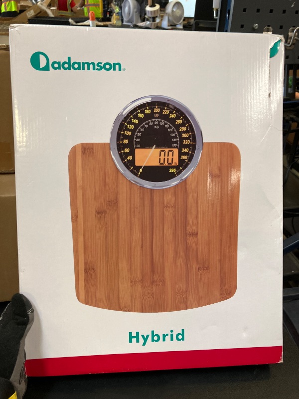 Photo 1 of Adamson  2-in-1 Analog & Digital Weighing Scale for Body Weight up to 400lbs - Thick Tempered Glass - Extra Large Display - Easy to Read Digital Bathroom Scale - New - Wood