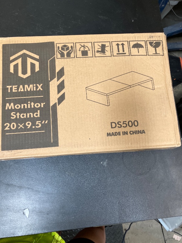Photo 1 of TEAMIX 20 inch White Monitor Stand Riser, Wood Monitor Stand for Desk, TV/Screen/PC/Printer/Laptop Riser, Computer Stand with Keyboard Organizer, Desktop Shelf, Monitor Riser (White, 20 inch)
